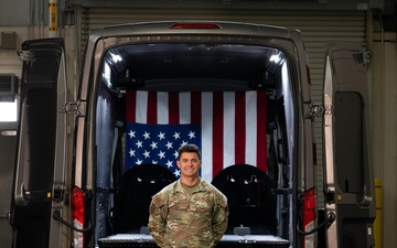 U.S. Air Force Airman 1st Class Edward Buckley, Air Force Mortuary Affairs Operations departures specialist