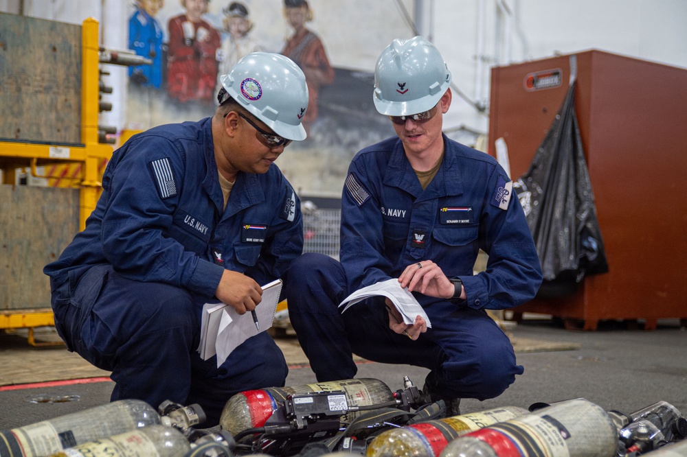 Ronald Reagan Sailors Conduct Maintenance