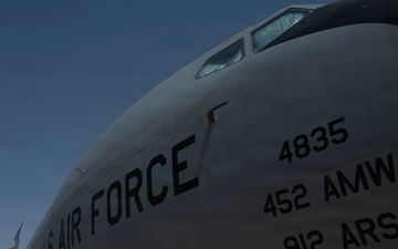 KC-135 refuels fighter aircraft in the CENTCOM area of responsibility