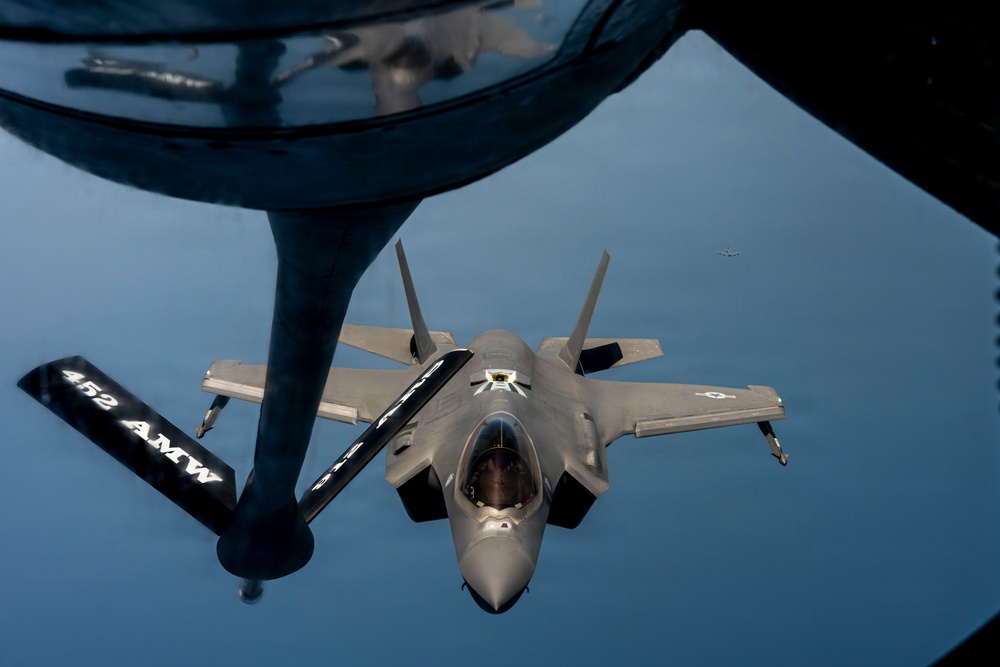 KC-135 refuels fighter aircraft in the CENTCOM area of responsibility