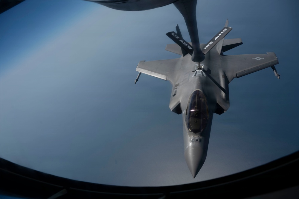 KC-135 refuels fighter aircraft in the CENTCOM area of responsibility