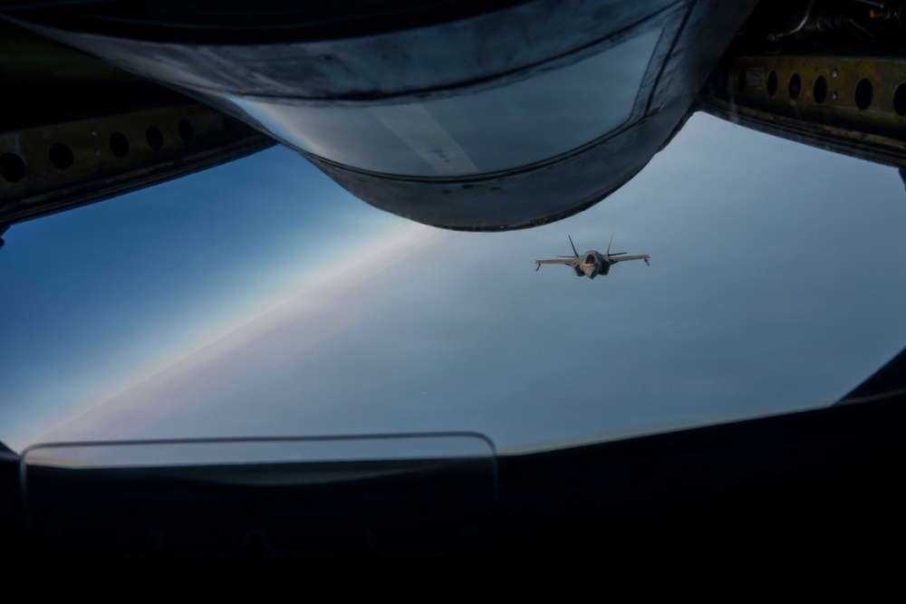 KC-135 refuels fighter aircraft in the CENTCOM area of responsibility