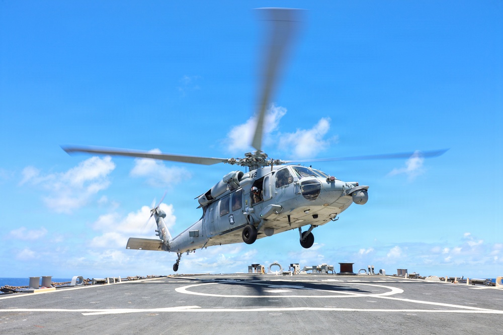 USS Decatur conducts flight quarters during RIMPAC