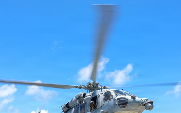 USS Decatur conducts flight quarters during RIMPAC