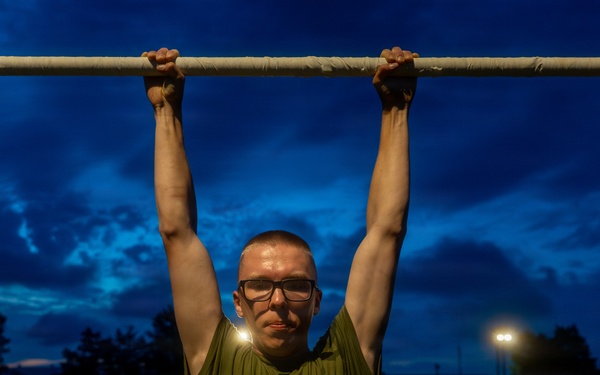 U.S. Marine Corps Officer Candidates with OCS conduct a PFT
