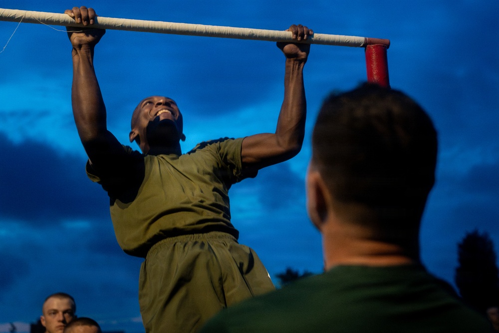U.S. Marine Corps Officer Candidates with OCS conduct a PFT
