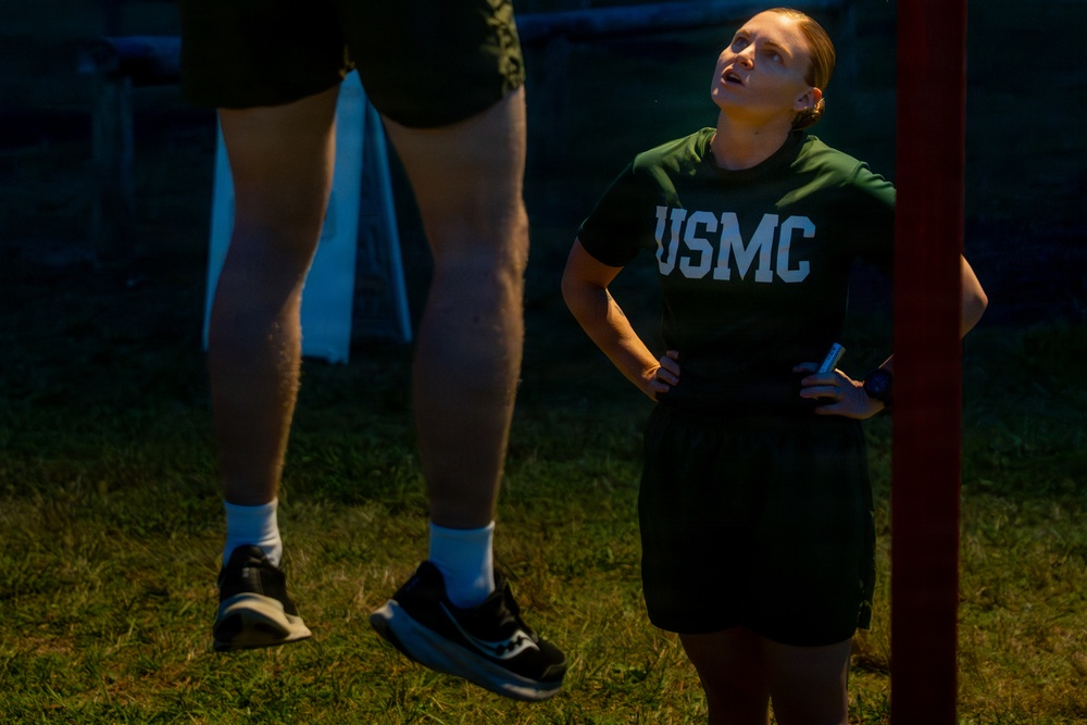 U.S. Marine Corps Officer Candidates with OCS conduct a PFT