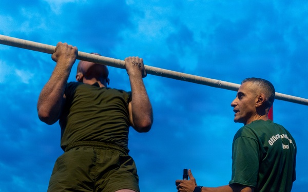 U.S. Marine Corps Officer Candidates with OCS conduct a PFT