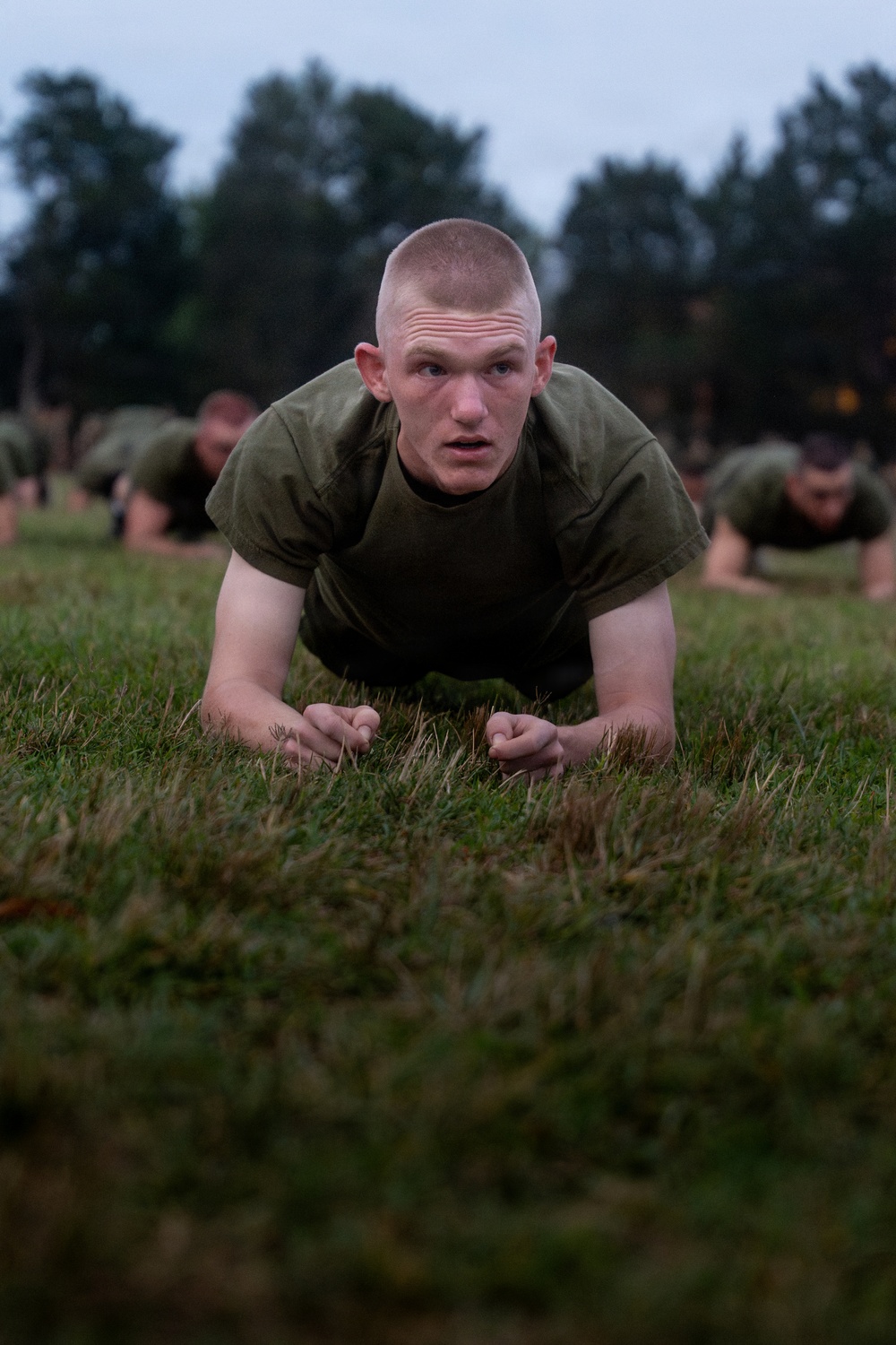 U.S. Marine Corps Officer Candidates with OCS conduct a PFT