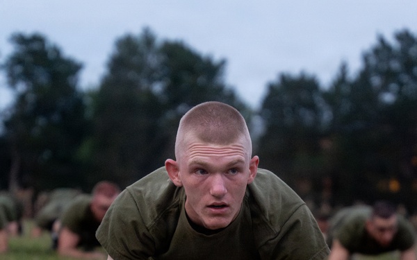 U.S. Marine Corps Officer Candidates with OCS conduct a PFT
