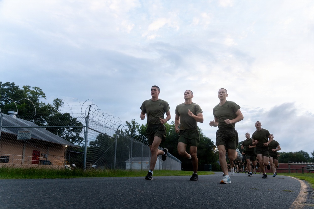 U.S. Marine Corps Officer Candidates with OCS conduct a PFT