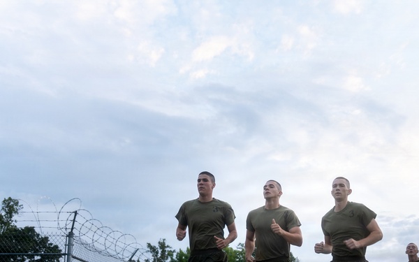 U.S. Marine Corps Officer Candidates with OCS conduct a PFT