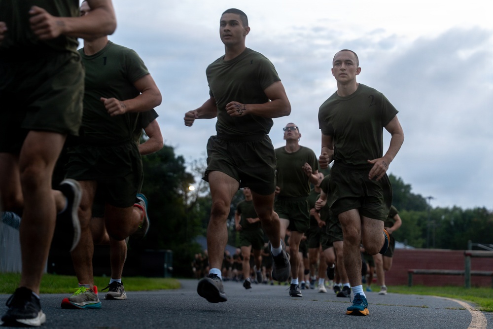 U.S. Marine Corps Officer Candidates with OCS conduct a PFT