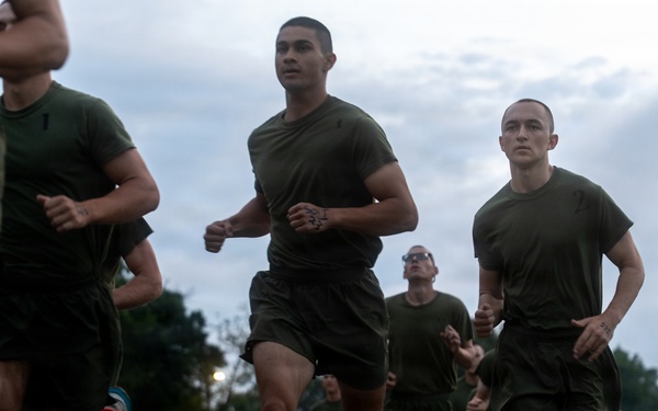 U.S. Marine Corps Officer Candidates with OCS conduct a PFT