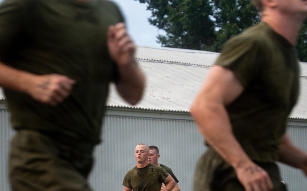 U.S. Marine Corps Officer Candidates with OCS conduct a PFT