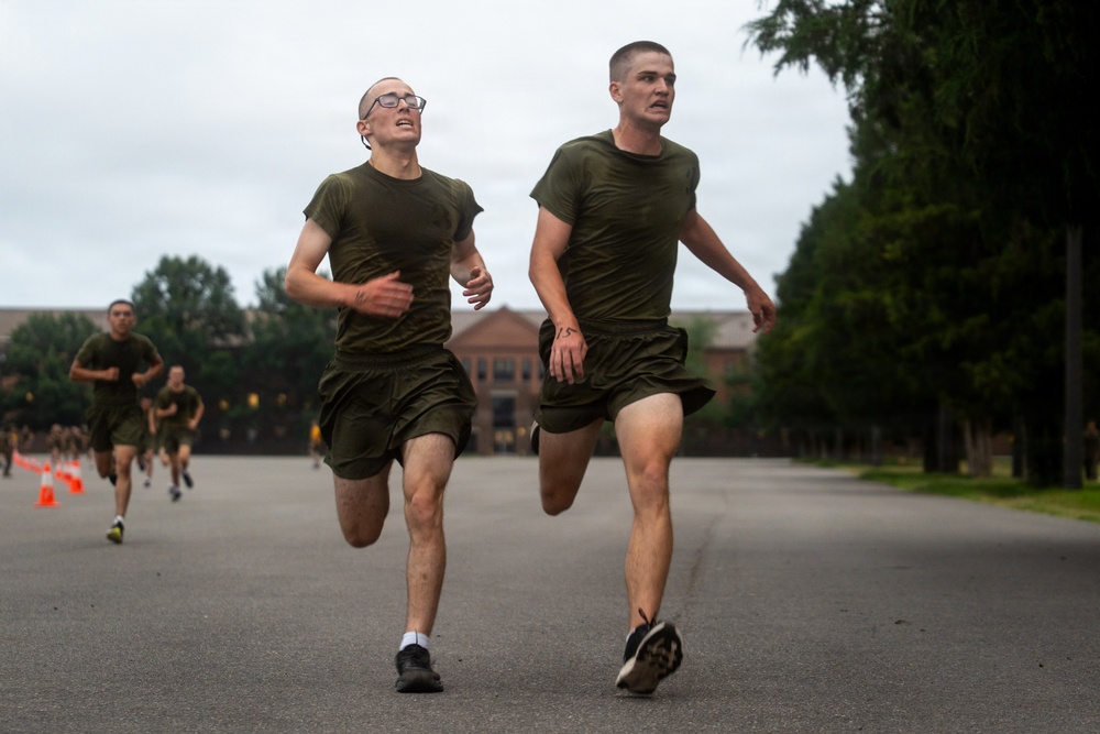U.S. Marine Corps Officer Candidates with OCS conduct a PFT