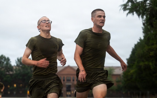 U.S. Marine Corps Officer Candidates with OCS conduct a PFT
