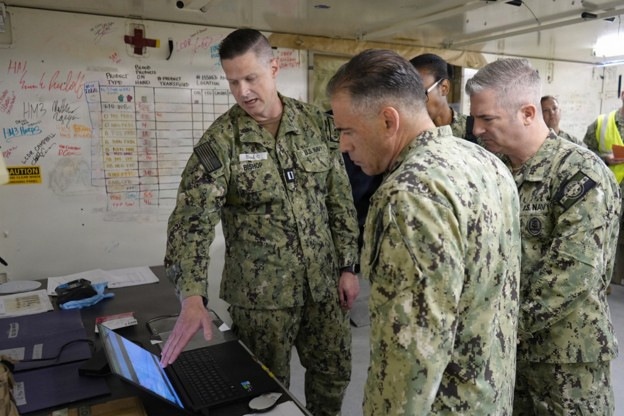 EMF Laboratory Officer Briefs Navy Medicine Leaders on Critical Blood Product Logistics