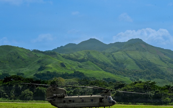 Joint Task Force-Bravo Chinook helicopters arrive for PANAMAX-A