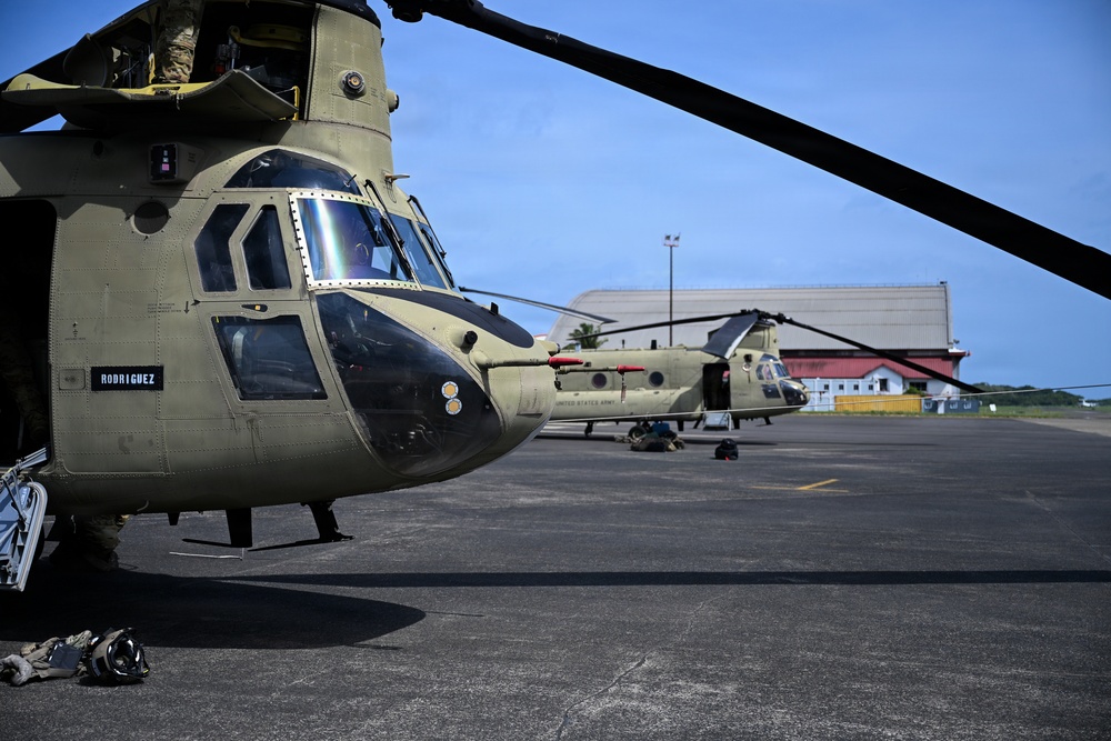Joint Task Force-Bravo Chinook helicopters arrive for PANAMAX-A
