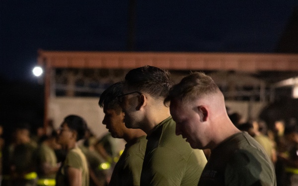 Marines with Alpha Co. and Corporals Course 4-26 Participate in Medal of Honor Trail Run