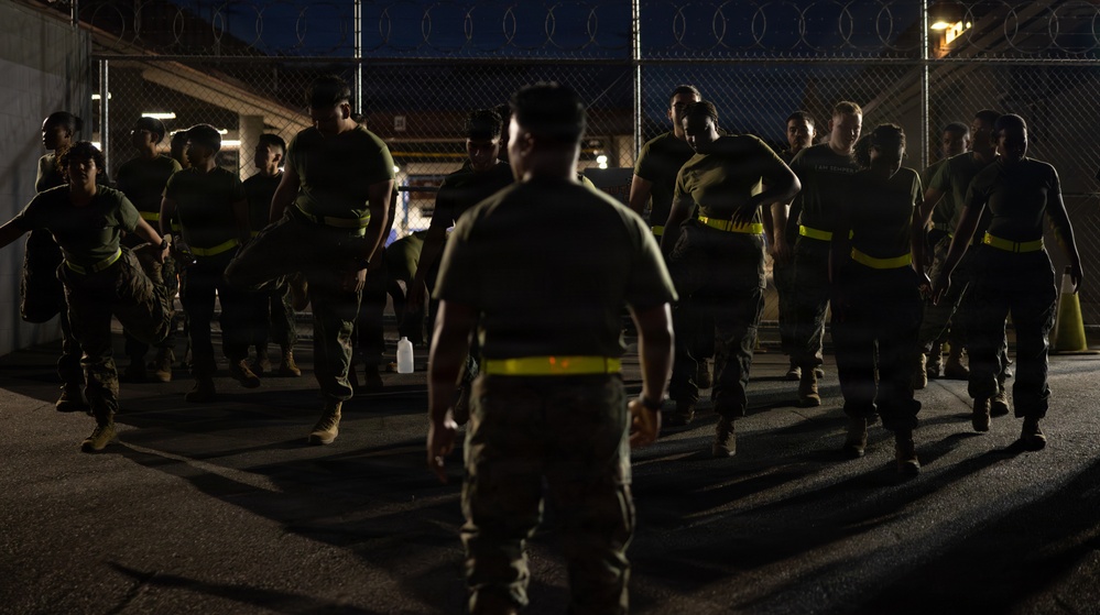 Marines with Alpha Co. and Corporals Course 4-26 Participate in Medal of Honor Trail Run