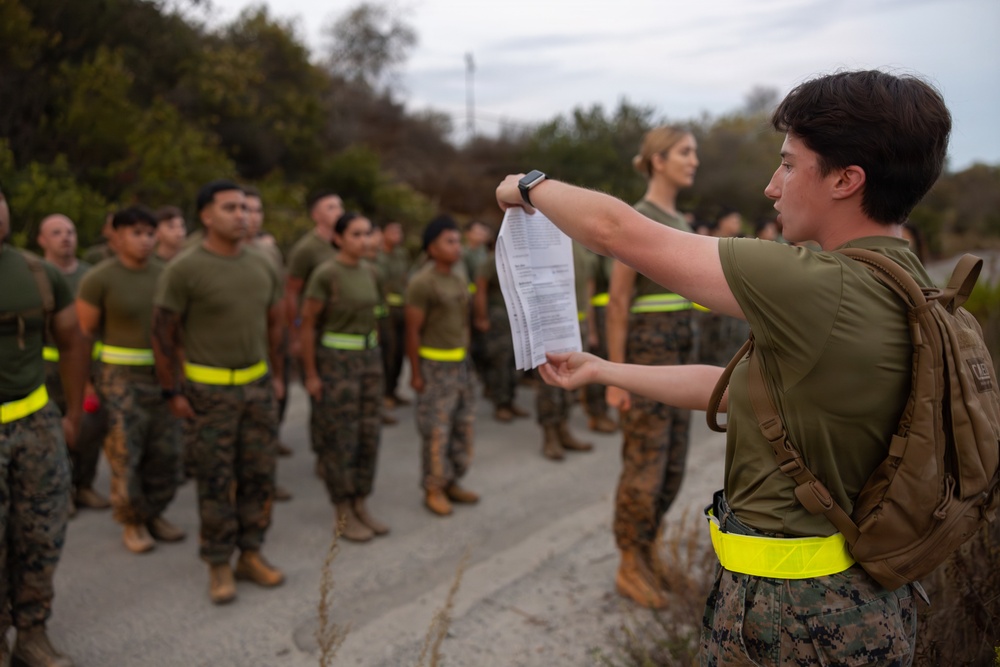 Marines with Alpha Co. and Corporals Course 4-26 Participate in Medal of Honor Trail Run