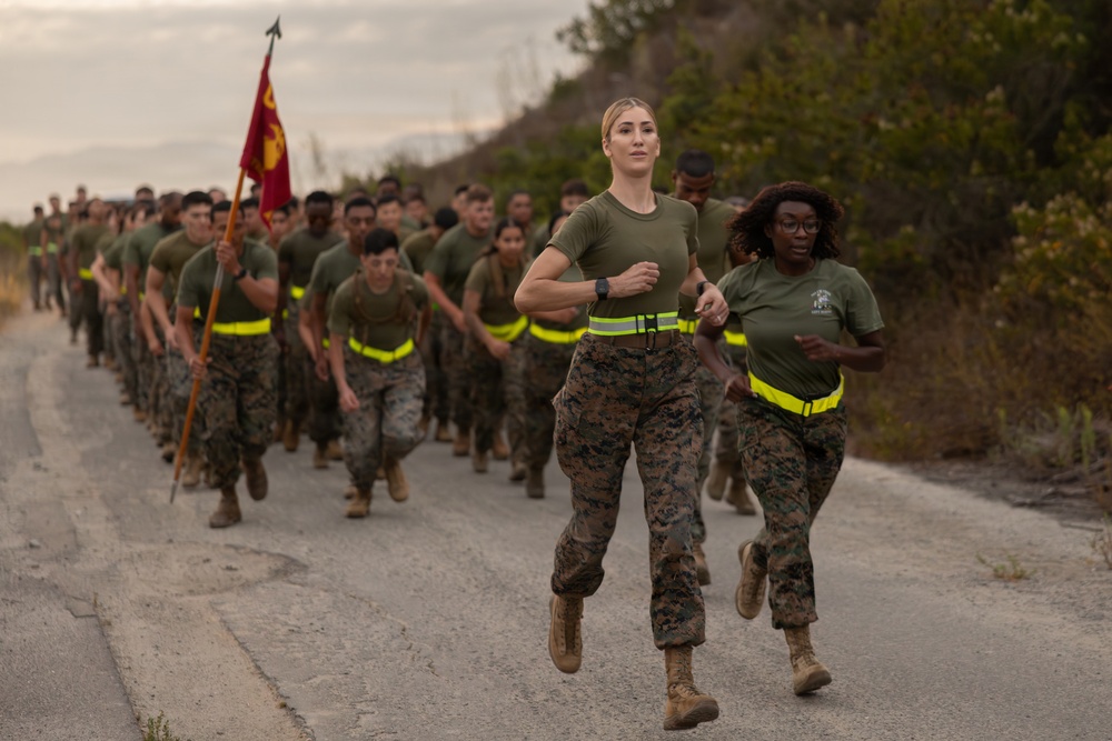 Marines with Alpha Co. and Corporals Course 4-26 Participate in Medal of Honor Trail Run