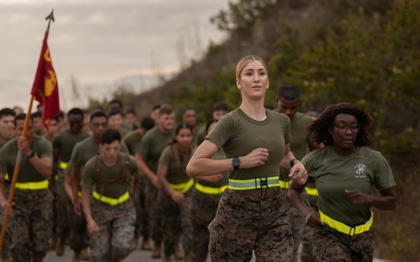 Marines with Alpha Co. and Corporals Course 4-26 Participate in Medal of Honor Trail Run