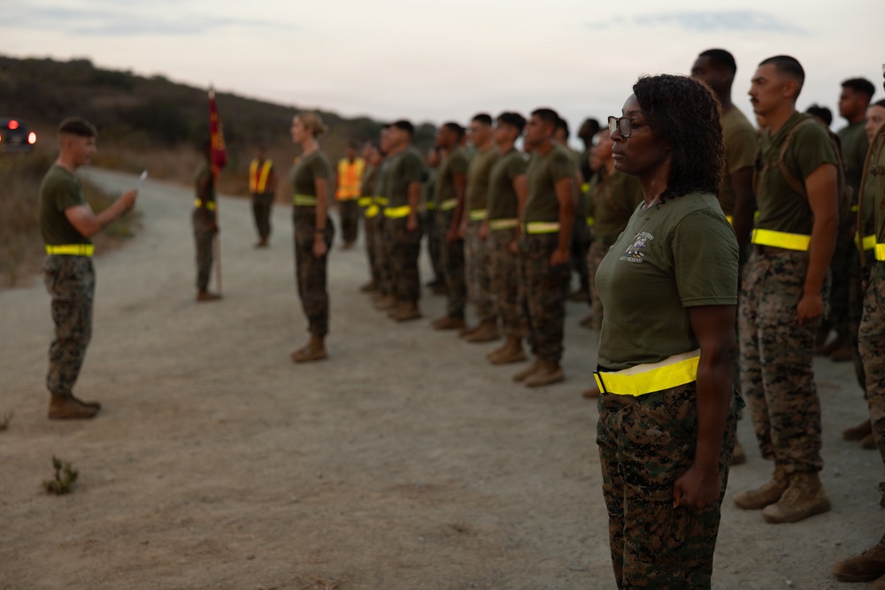 Marines with Alpha Co. and Corporals Course 4-26 Participate in Medal of Honor Trail Run