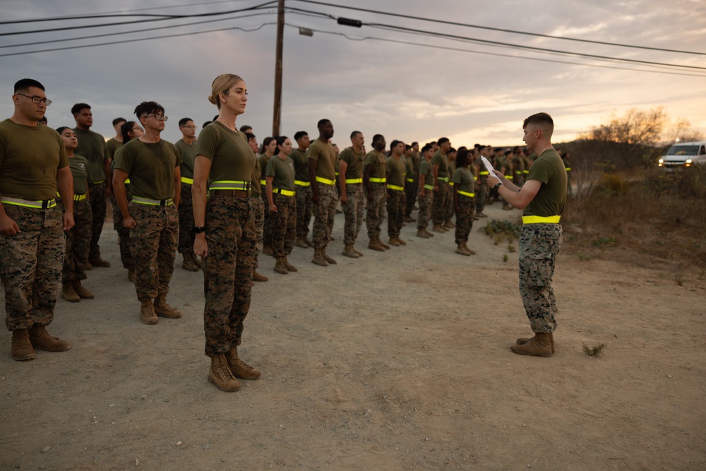 Marines with Alpha Co. and Corporals Course 4-26 Participate in Medal of Honor Trail Run