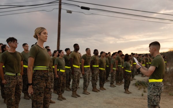 Marines with Alpha Co. and Corporals Course 4-26 Participate in Medal of Honor Trail Run