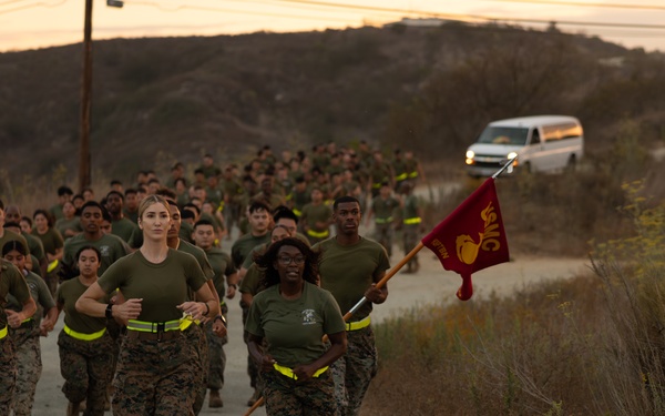 Marines with Alpha Co. and Corporals Course 4-26 Participate in Medal of Honor Trail Run