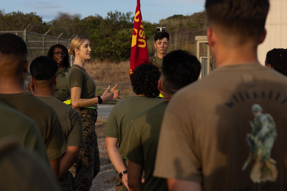 Marines with Alpha Co. and Corporals Course 4-26 Participate in Medal of Honor Trail Run