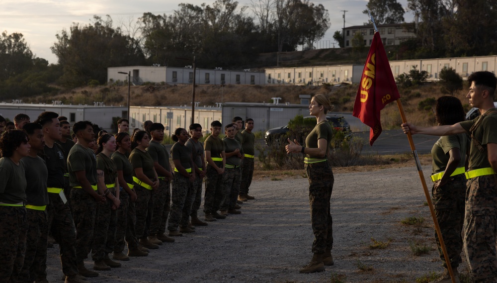 Marines with Alpha Co. and Corporals Course 4-26 Participate in Medal of Honor Trail Run