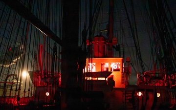 USCGC Eagle at night