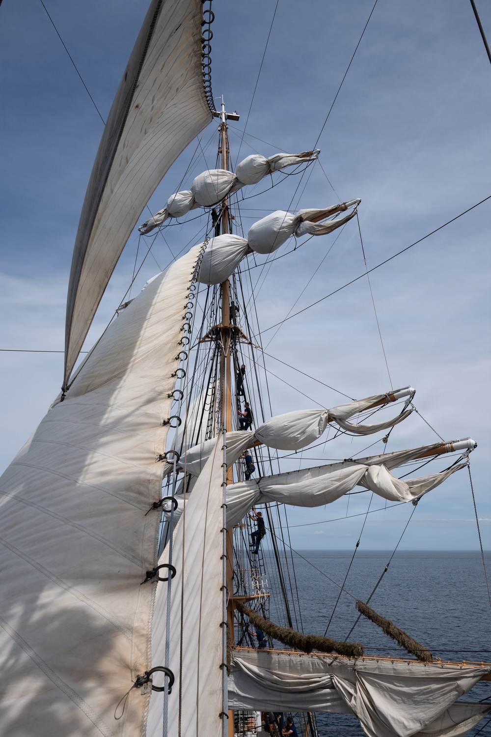 US Coast Guard Academy cadets furl sails aboard Eagle