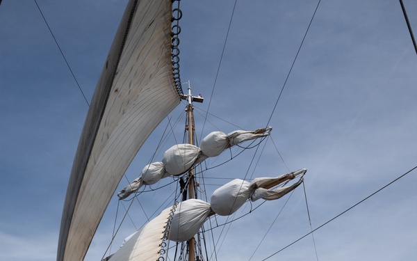 US Coast Guard Academy cadets furl sails aboard Eagle