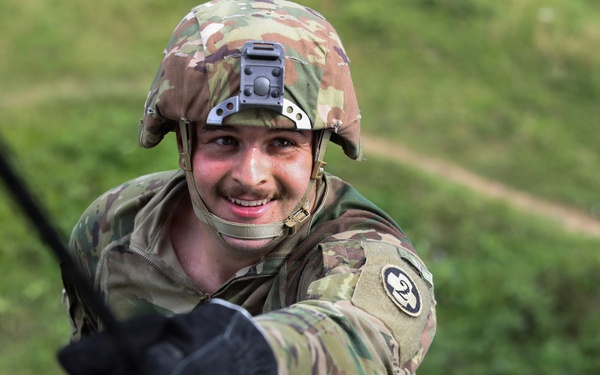 U.S. Soldiers rappel with Bangladesh Army during joint training