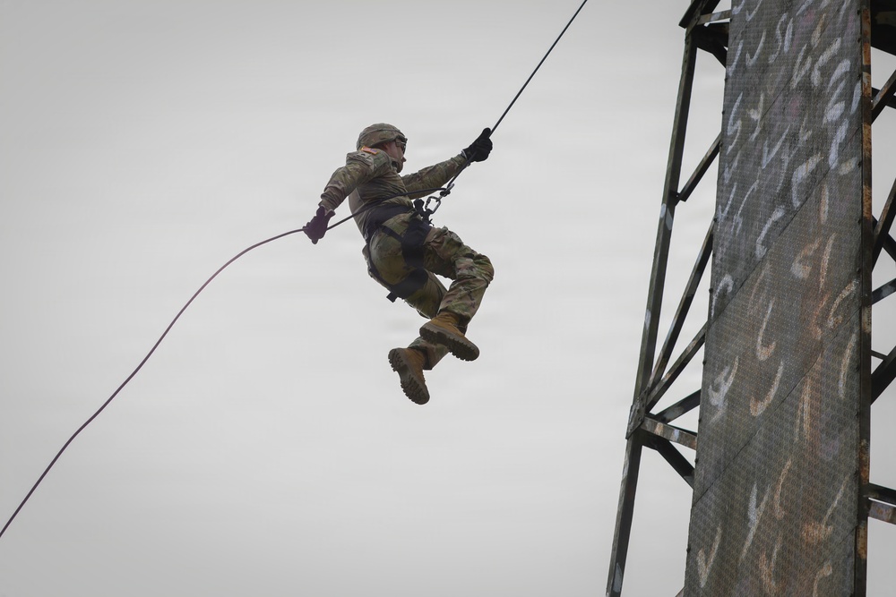 U.S. Soldiers rappel with Bangladesh Army during joint training