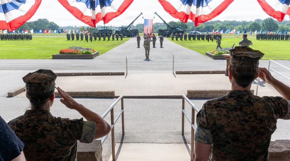 Marine Corps Detachment bids farewell to Mestemacher, welcomes Grissett during ceremony