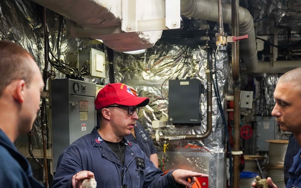 USS Cooperstown Conducts a Damage Control Drill in the Atlantic Ocean.