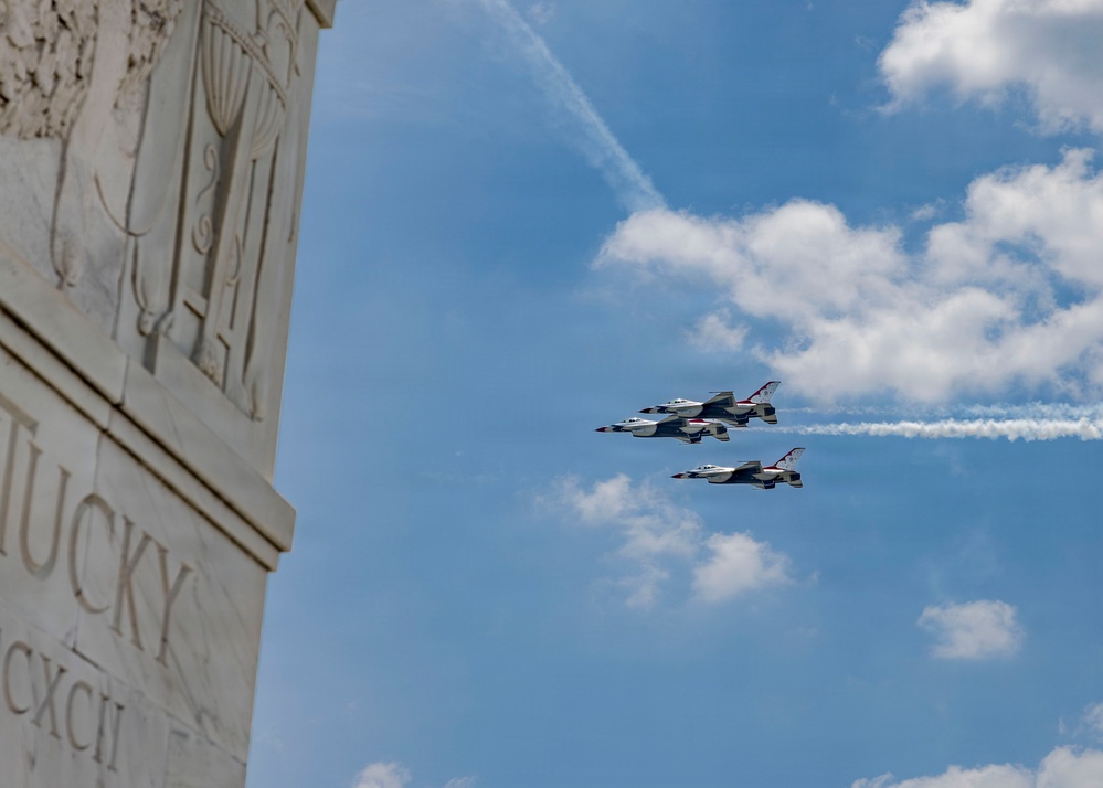 Military Aircraft Fly Over Washington, D.C., During America 250 Celebrations