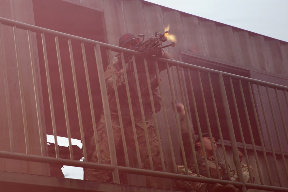 U.S. Army and Malaysian forces join together for a simulated tactical engagement during Keris Strike 26