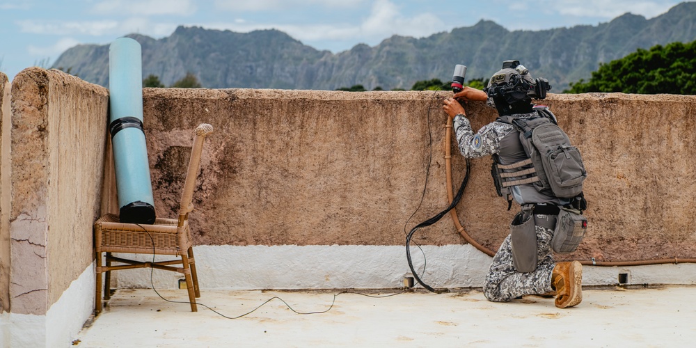 Multinational EOD technicians participate in an IED response drill