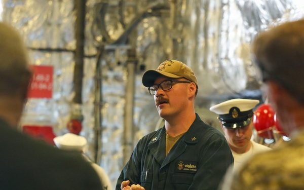 U.S. Navy Sailors conduct a ship tour during Seattle Seafair Fleet Week