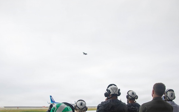 Atlanta Falcon members visit MCAS Iwakuni during a Salute the Troops tour hosted by the USO