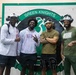 Atlanta Falcon members visit MCAS Iwakuni during a Salute the Troops tour hosted by the USO