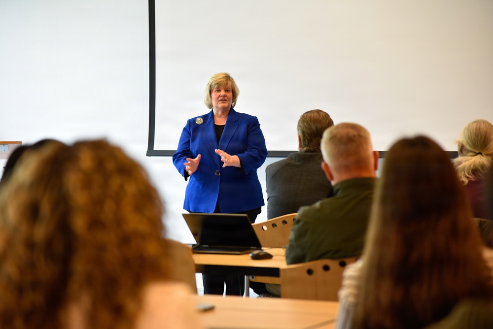 Deputy Assistant Secretary of the Army for Procurement Kim Buehler addresses members of the U.S. Army Corps of Engineers