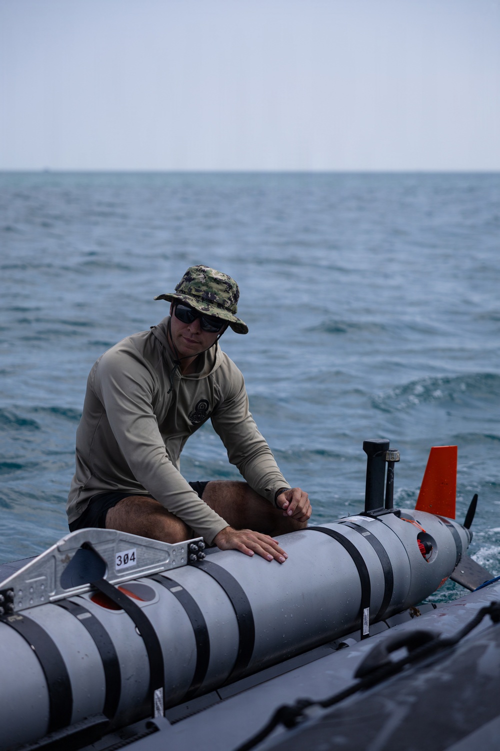 U.S. Navy RW2 Nathan Britton recovers and secures a MOD 2 UUV during Seabreeze26